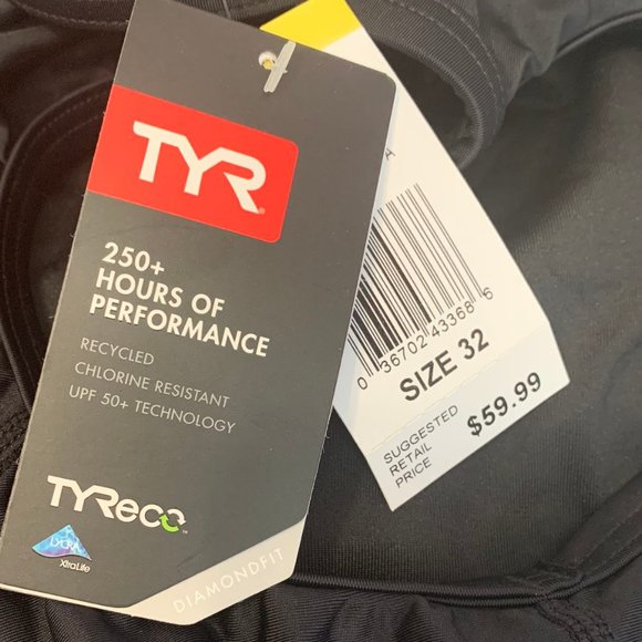 TYR Women's Tyreco Solid Diamondback Swimsuit Black Size; S/32 - Picture 4 of 7